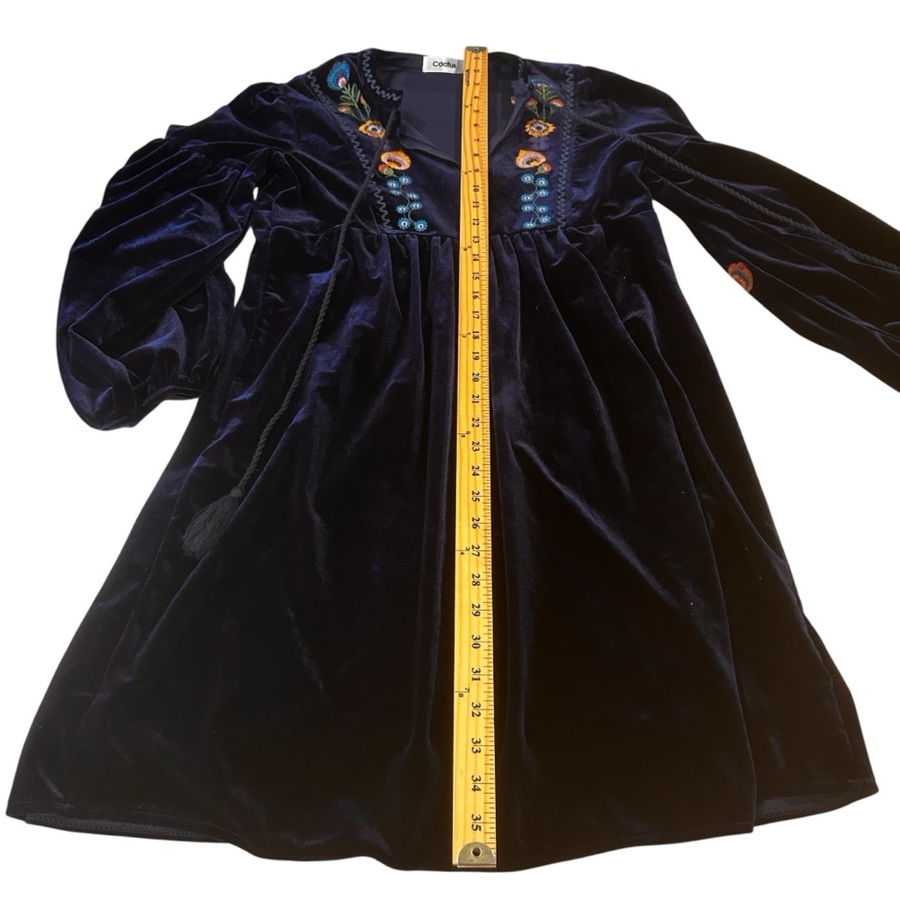 Cactus Women's dress size medium heavy emboidered navy blue velvet - Picture 8 of 16